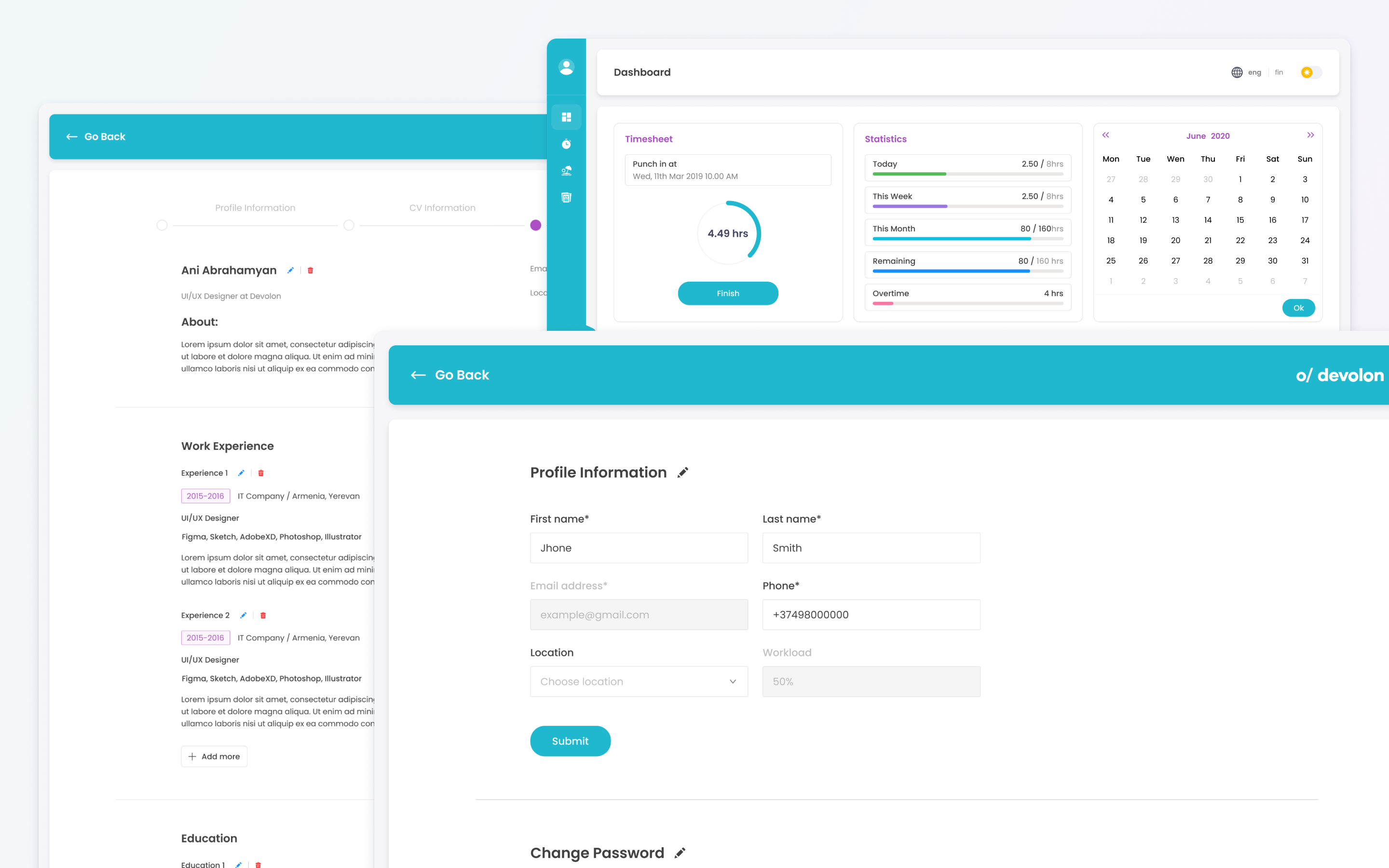 Intra interface screen
