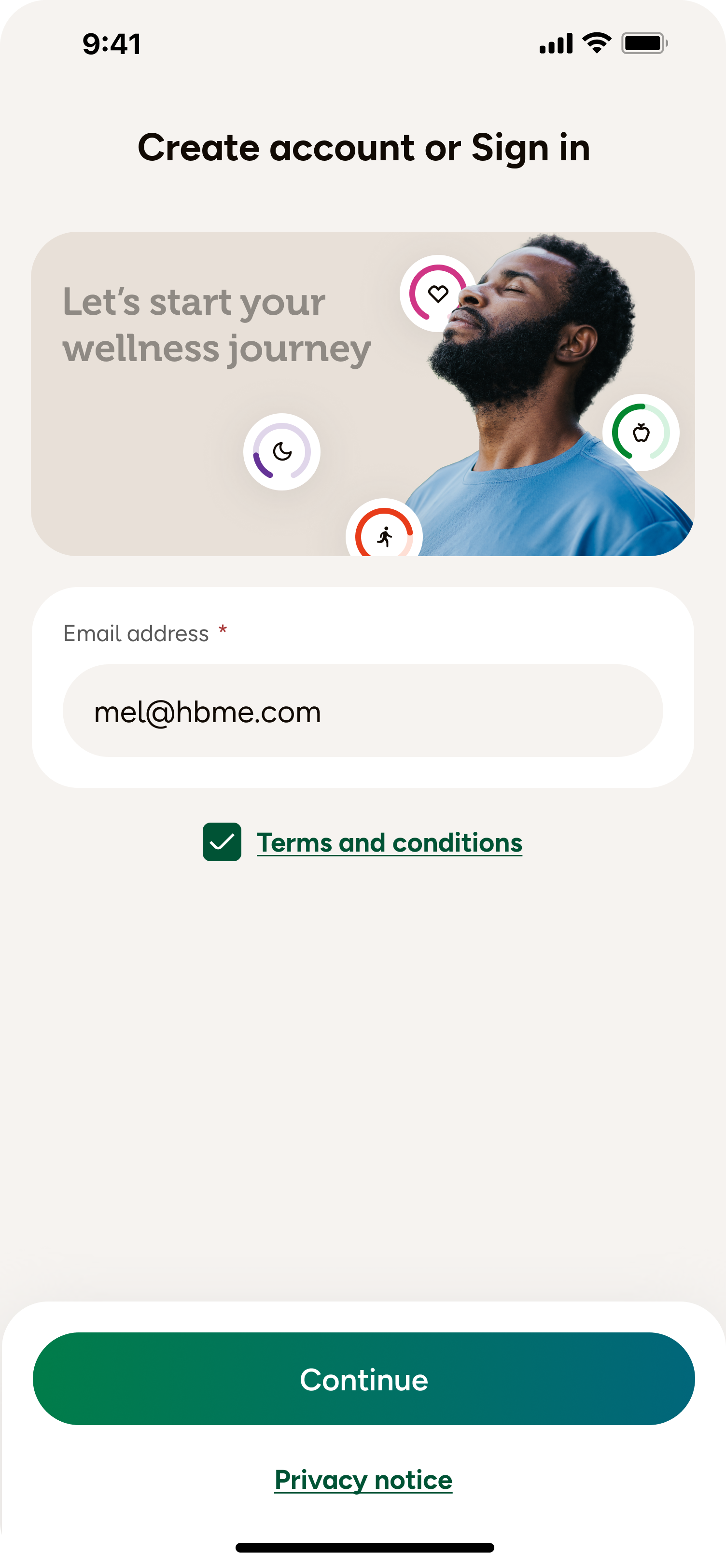 Email verification screen